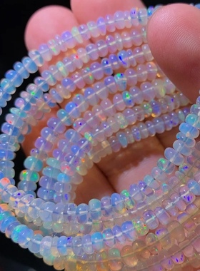 星河梦幻火彩欧泊算盘珠手链 焕彩天然欧泊叠珠手链925银镶嵌欧泊