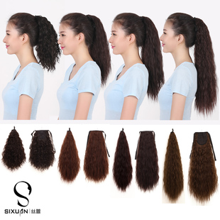 丝萱假发套女头套系带绑式短中长玉米锡纸烫烟花烫假马尾辫子包邮