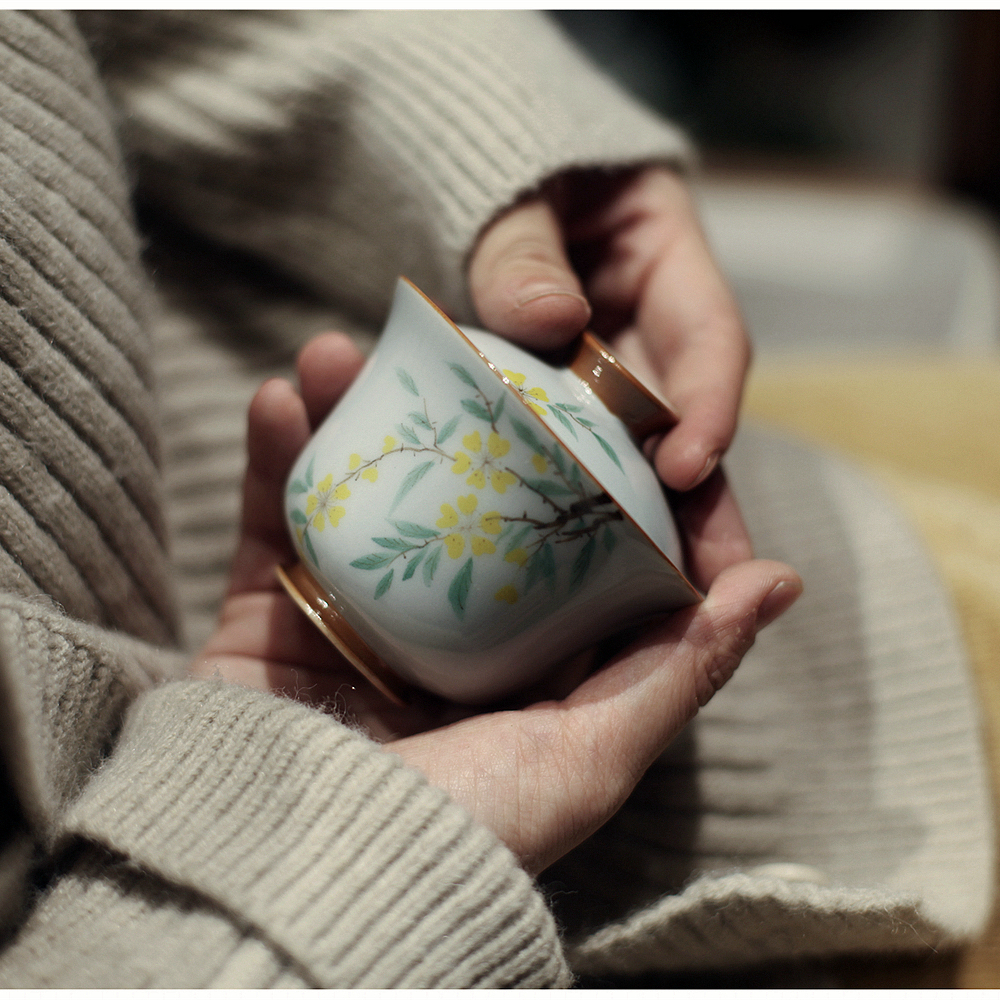 盖碗釉下彩纯手绘仿古釉