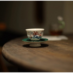 |梅似雪|《蓝彩幽兰》茶杯主人杯 客杯 盖碗釉下彩景德镇手绘兰花