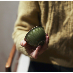 |宋青书院|《耀州窑》莲花小茶碗 主人杯茶杯 品茗杯陶瓷青瓷茶具