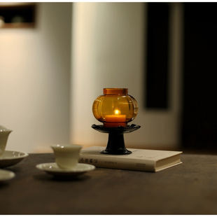 |亦宋书院|《灯笼烛台》茶事茶室茶桌摆设玻璃灯罩 中式摆件 蜡烛