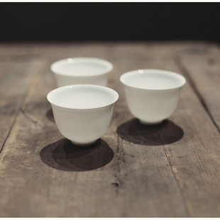 |叙白|潮州骨瓷蛋壳茶具 工夫茶杯 大号 蛋壳杯 特薄胎 品茗杯