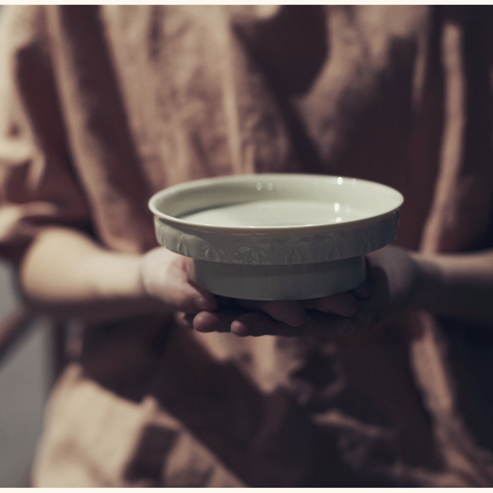 |亦宋书院|《定窑白》莲花果盘壶承高足莲座盘子 点心水果供佛