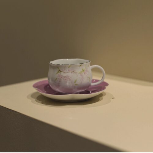 |勿念|《九重紫》茶咖杯 咖啡杯 带把主人杯 大号茶杯 手绘釉下彩