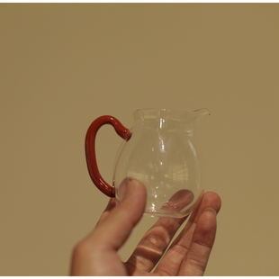 |工匠家品|迷你公道杯高硼硅高透玻璃分茶器 儿童公杯带把 汝红把