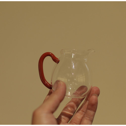 |工匠家品|迷你公道杯高硼硅高透玻璃分茶器 儿童公杯带把 汝红把