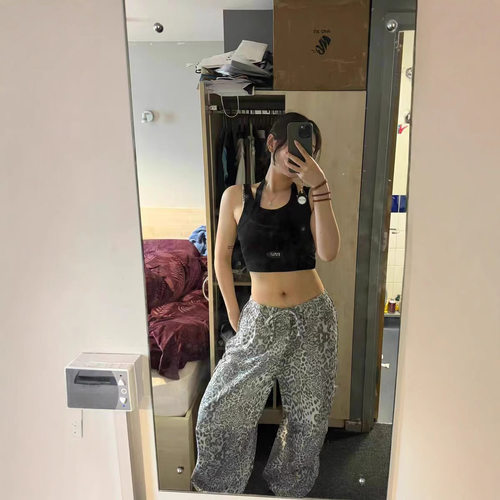 JadedLondon豹纹印花抽绳宽松超