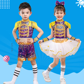 六一儿童亮片纱裙爵士舞演出服新款 幼儿园男女童现代蓬蓬裙舞蹈服