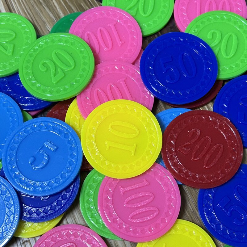 不掉字的凹凸筹码币双面数值麻将棋牌室家用套装圆形代卡防水耐磨