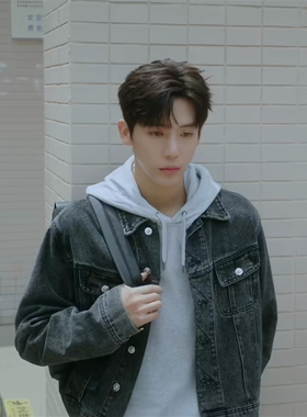 陷入我们的热恋陈路周王安宇同款牛仔外套男士春秋宽松黑色夹克男