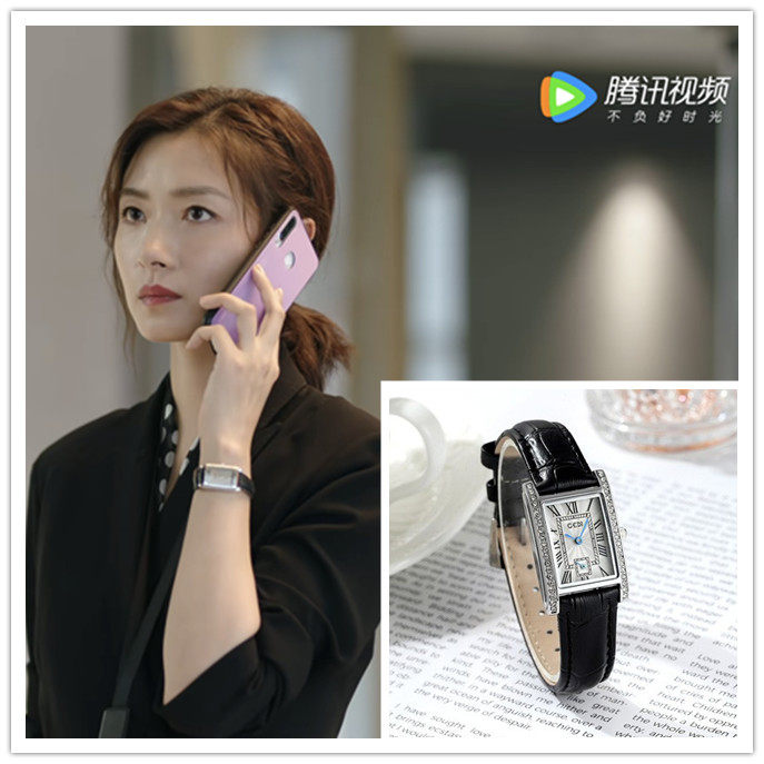 玫瑰的故事苏更生万茜同款气质小长方形腕表小表针皮带石英手表女