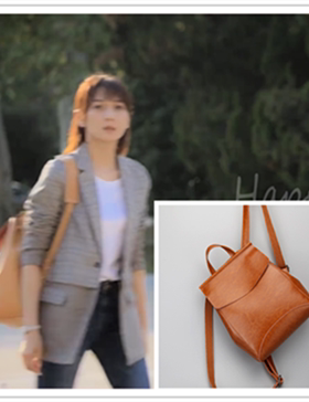 以法之名蒋欣李砚心潘之琳同款牛皮双肩包女多功能真皮双肩背包女