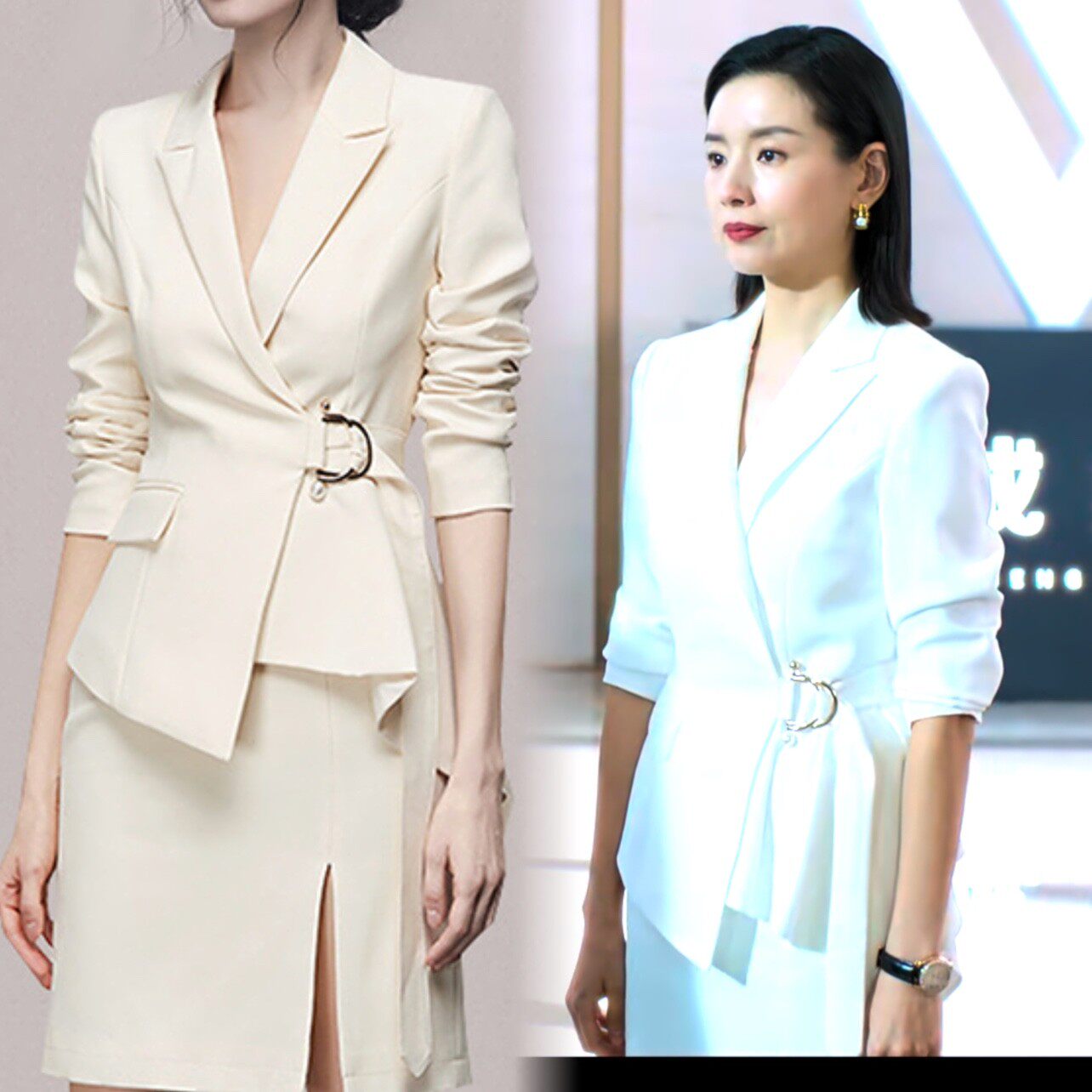 不完美受害人李怡董洁同款套装职业收腰西装外套包臀半身裙两件套
