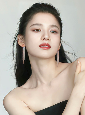 吴谨言野狗骨头苗靖张婧仪同款珍珠流苏耳环前后戴两戴链条耳环