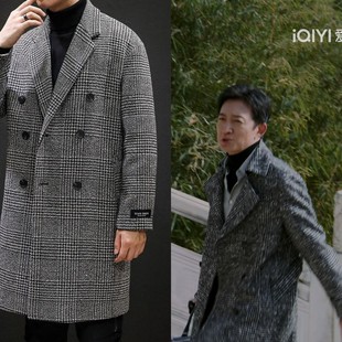 无所畏惧陈硕王阳同款秋冬休闲男式格子风衣中长款呢大衣大码外套