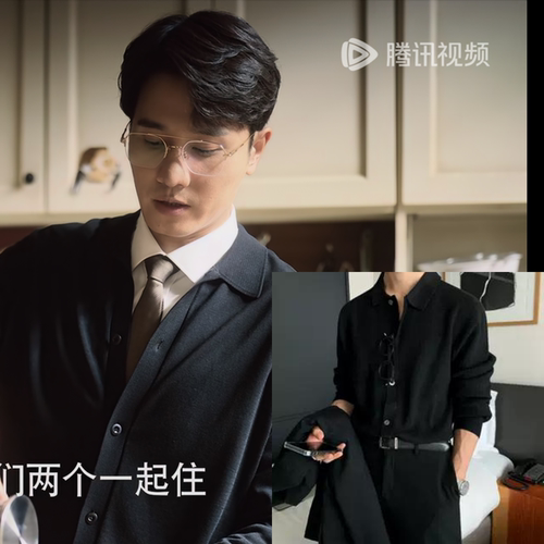 玫瑰的故事庄国栋彭冠英同款针织开衫春秋宽松外穿长袖Polo衫毛衣