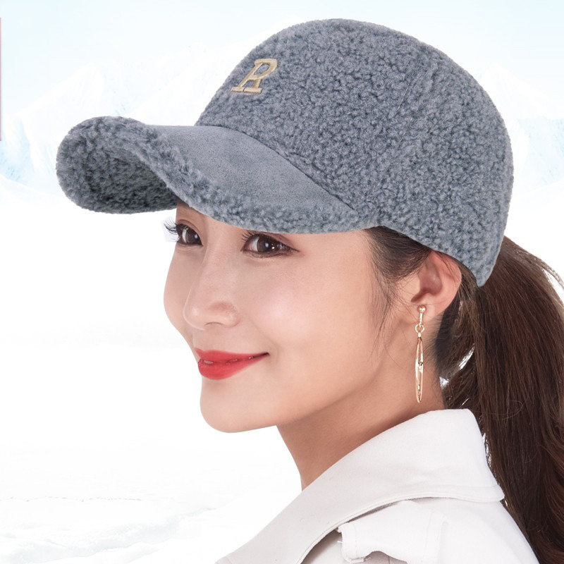 帽子女秋冬棒球帽冬季羊羔毛加绒加厚鸭舌帽时尚保暖韩版潮款棉帽