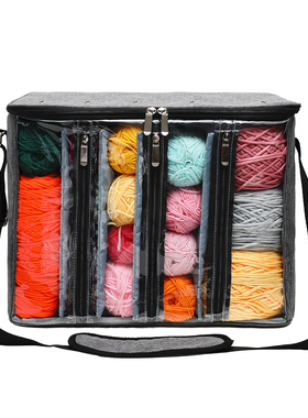 透明盖可视毛线钩针收纳单肩包600D牛津布多功能毛线编织工具整理