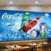 可乐海报贴纸超市便利店广告宣传装 饰画冰镇饮料自粘背胶防水墙贴