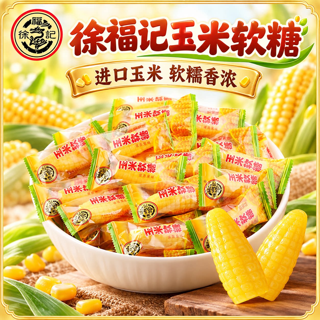 徐福记玉米软糖果独立小包袋装老式糖散装批发零食小吃休闲食品