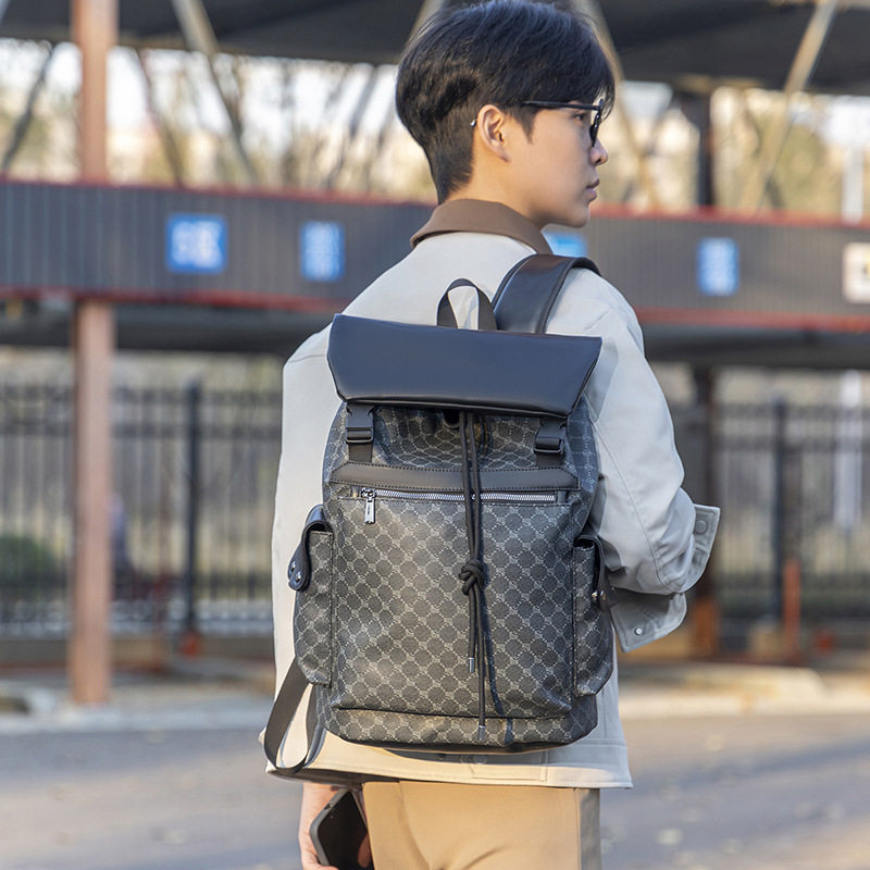 双肩包休闲潮流旅行背包撞色大容量学生书包通勤商务笔记本电脑包