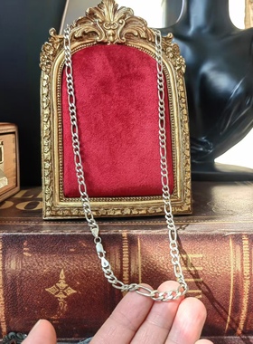 意大利进口中古品牌简约925纯银素银长项链西洋银器海外古着首饰