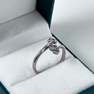 西洋古董银器vintage中古首饰海外回流老银可调节开口纯银戒指