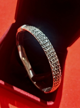 TURKEY进口925纯银手工簪刻纹厚实简约开口手镯中古首饰古着海外