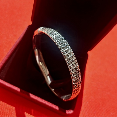 TURKEY进口925纯银手工簪刻纹厚实简约开口手镯中古首饰古着海外