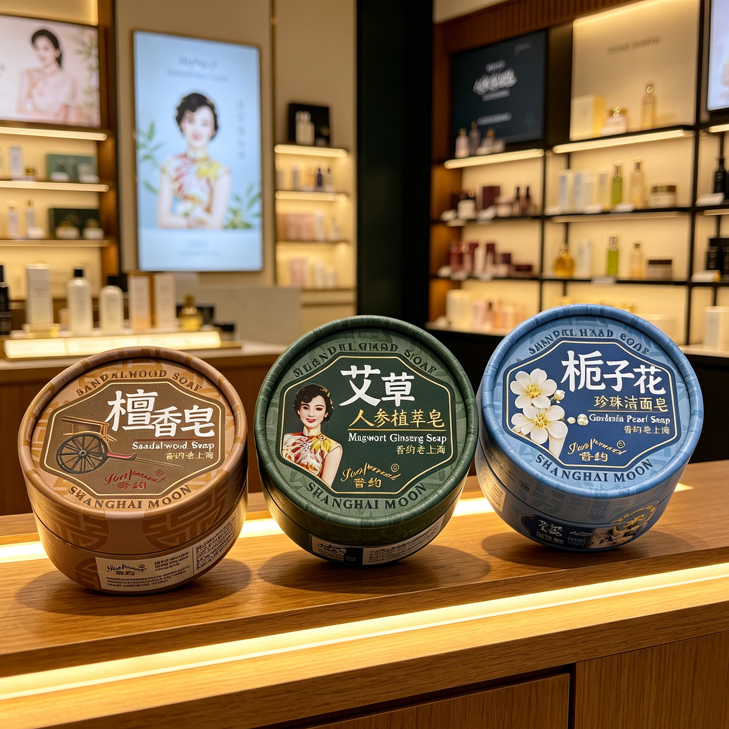 香约栀子花珍珠洁面皂提亮肤色温和清洁艾草人参皂古韵檀香控油皂