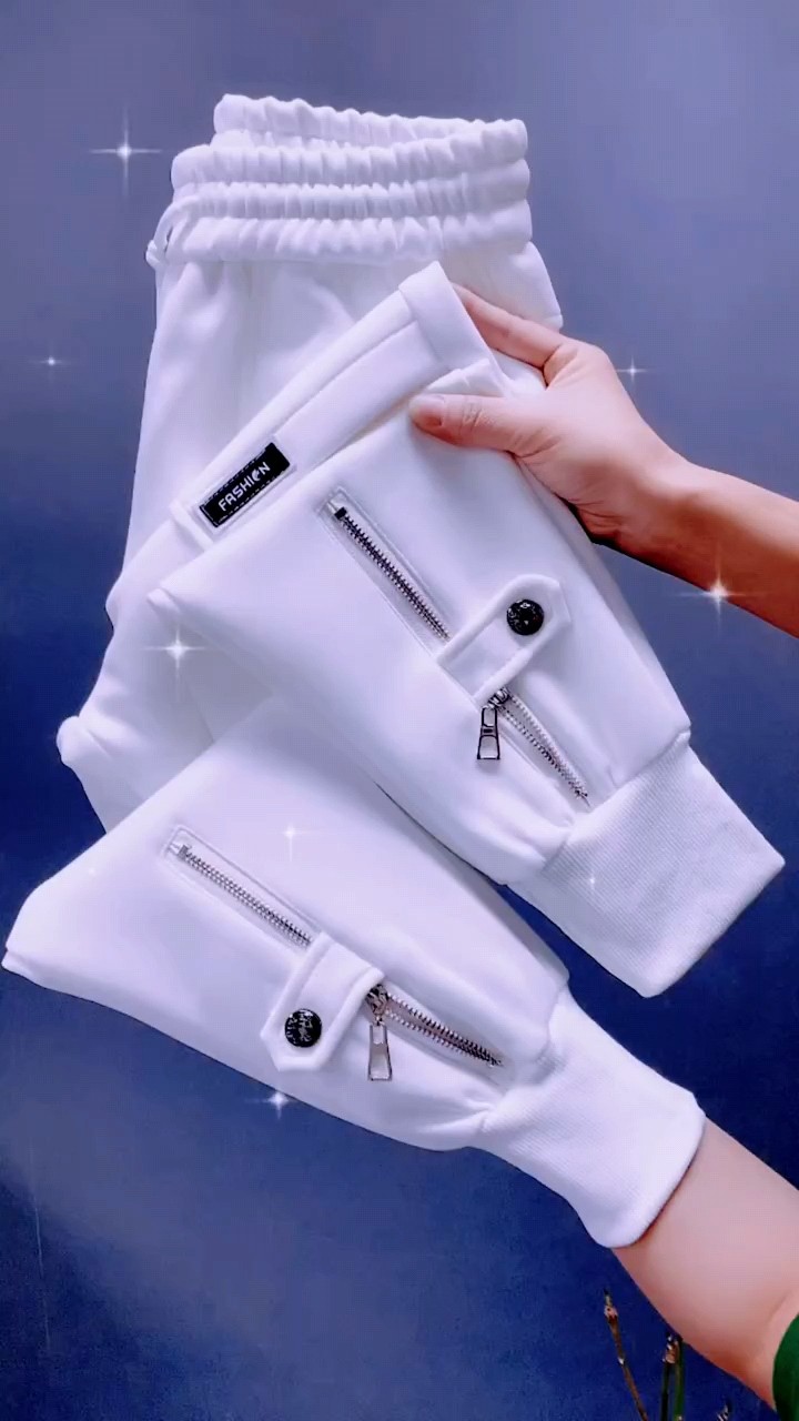 加绒显瘦女士卫裤小脚裤时尚百搭休闲裤简约舒适束脚裤洋气减龄潮 - 518时尚女装出品