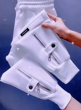 加绒显瘦女士卫裤小脚裤时尚百搭休闲裤简约舒适束脚裤洋气减龄潮