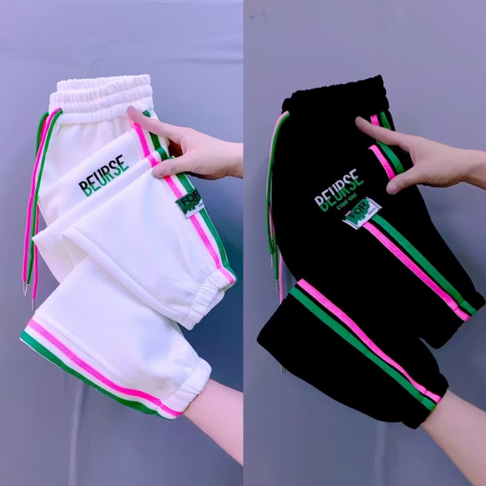 品质卫裤女2026年春季新款松紧腰九分字母刺绣休闲裤宽松舒适女裤