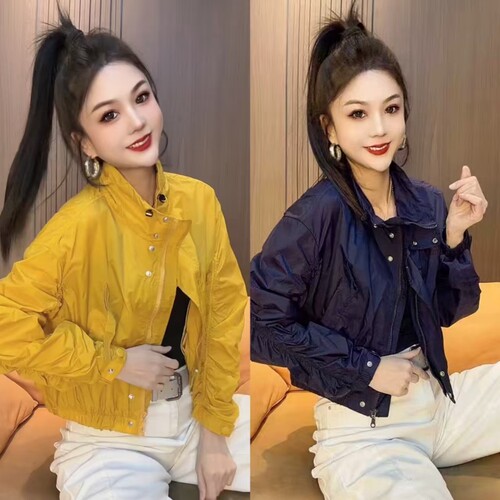 轻薄防晒立领短外套女小个子