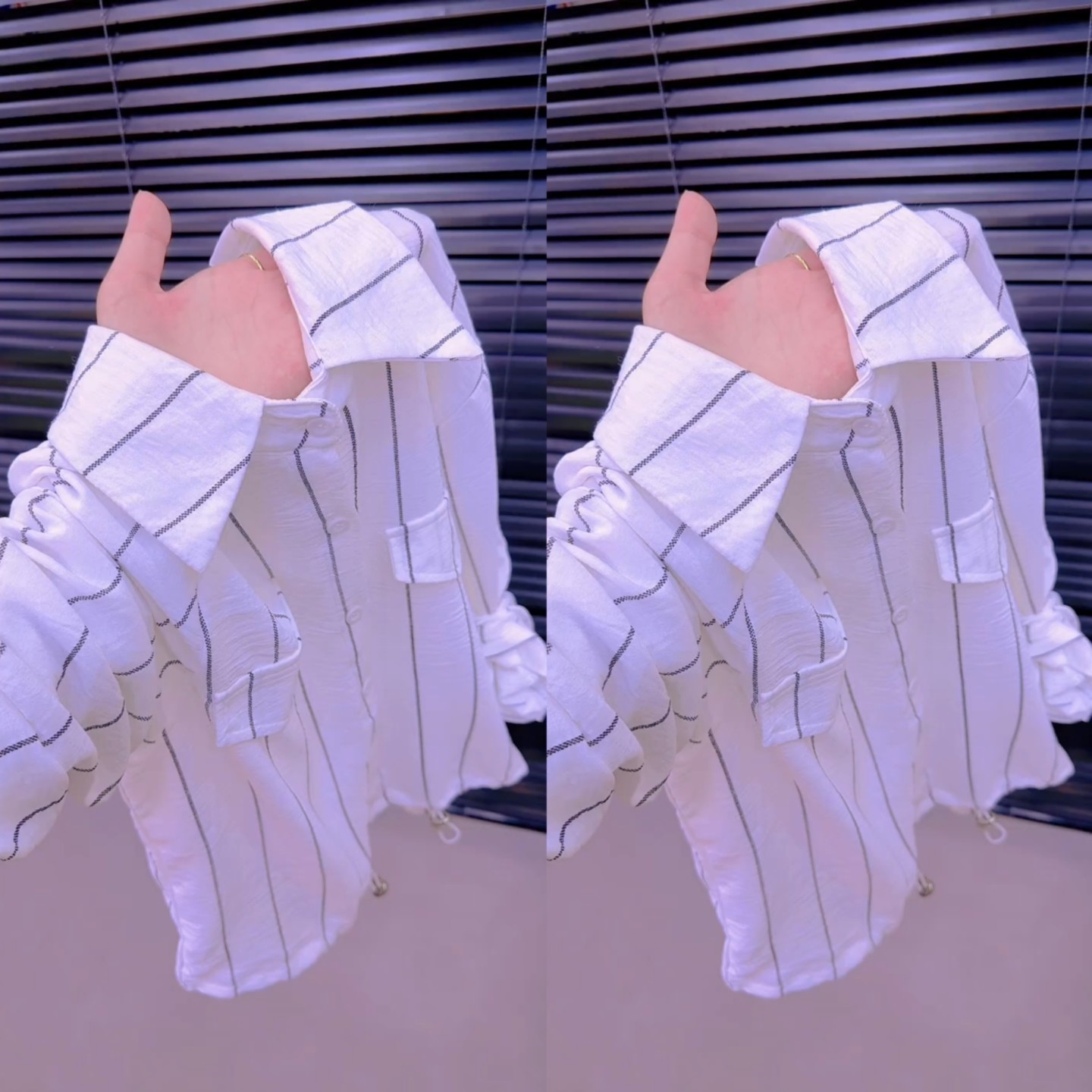 条纹衬衫卡腰防晒外套长袖衬衫