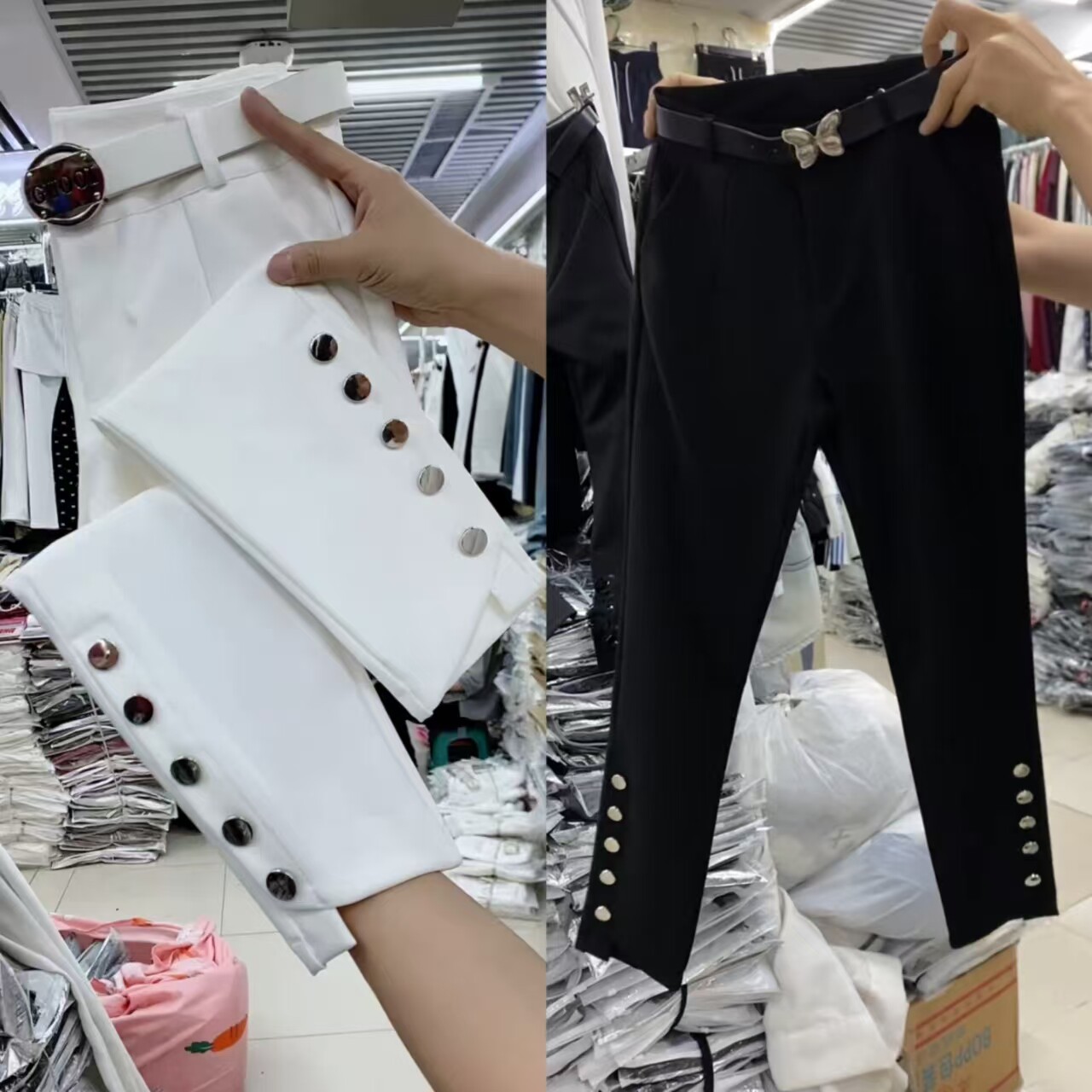 高腰弹力小脚显瘦九分西装女裤