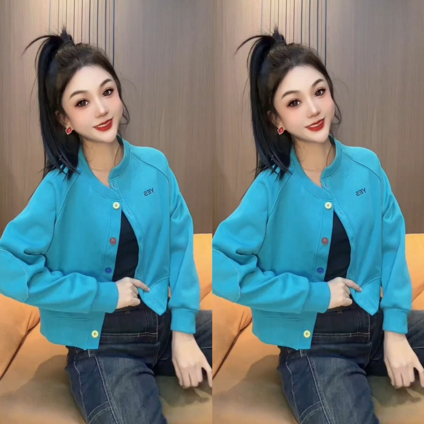 秋季显瘦拼接棒球外套女小个子