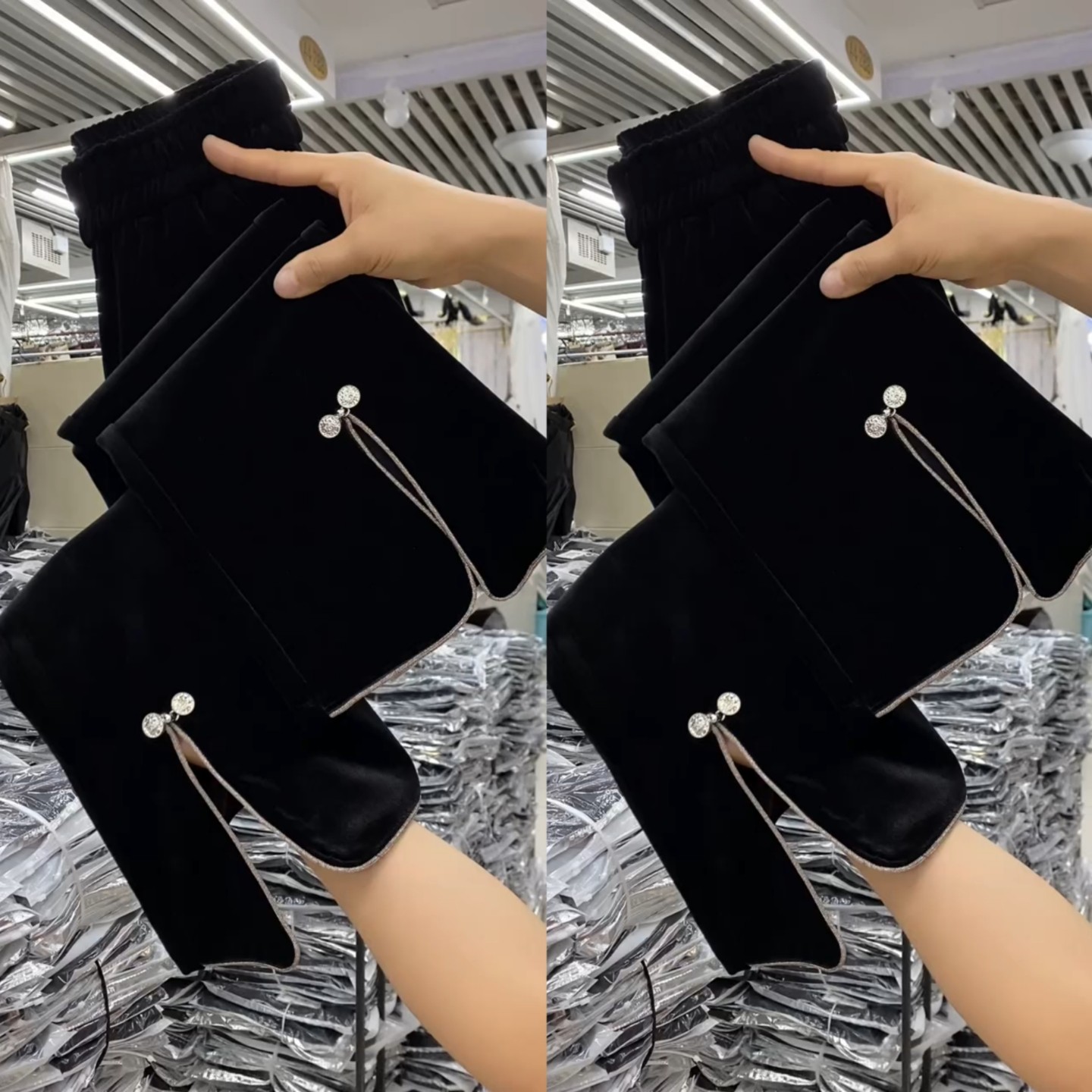 中式国风休闲喇叭裤黑色丝绒微喇裤九分裤女2025秋季新款百搭裤子