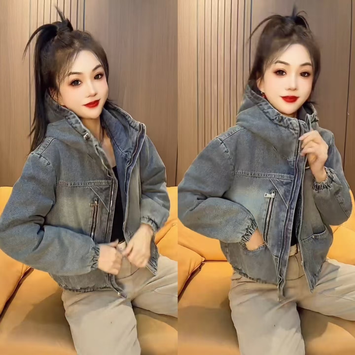 休闲风春款连帽牛仔外套女2026年春季短款宽松小个子减龄夹克上衣