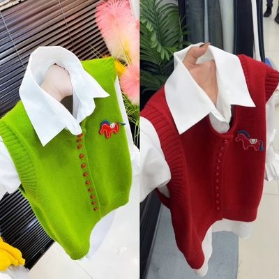 小马针织马甲衬衫两件套2026年