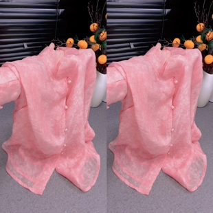 上衣品质短衬衫 高档洋气纽扣开衫 潮 2026年新款 气质优雅微透雪纺衫