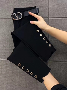 百搭重工纽扣西裤 女时尚 25年夏季 西装 新款 裤 四面弹力显瘦小脚裤