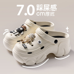 洞洞鞋 女批发 夏2025新款 可爱松糕厚底eva踩屎感增高防滑沙滩拖鞋