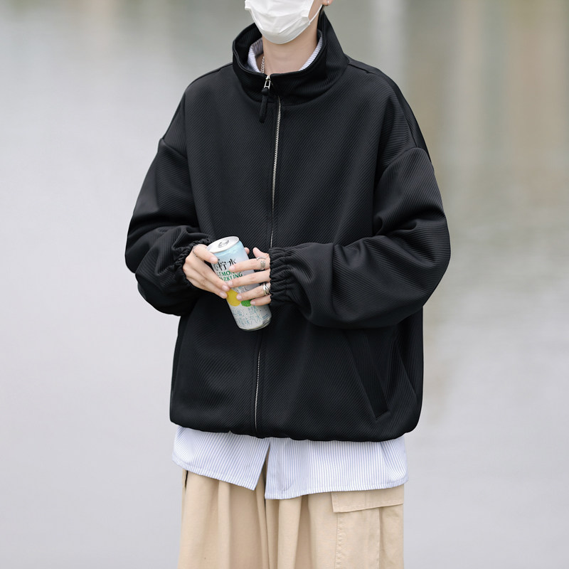 2025秋装斜纹拉链夹克男女外套JK85P70黑,男装夹克,电商C323