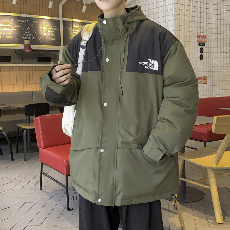 2025冬装刺绣拼色连帽宽松棉服冲锋衣冲锋棉衣外套M2009P135,男装夹克,电商C323