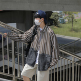 2025春季做旧长袖衬衫男条纹宽松休闲衬衣多口袋C208P45，男装衬衫，电商C323
