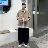 2025夏装多口袋工装短袖衬衫男宽松休闲衬衣C300P40，男装T恤，电商C323