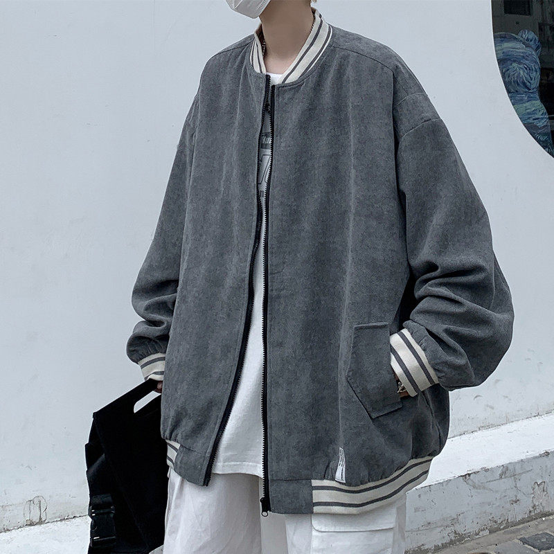2025秋装男装灯芯绒棒球服潮流外套 JK81P70  灰色图片
