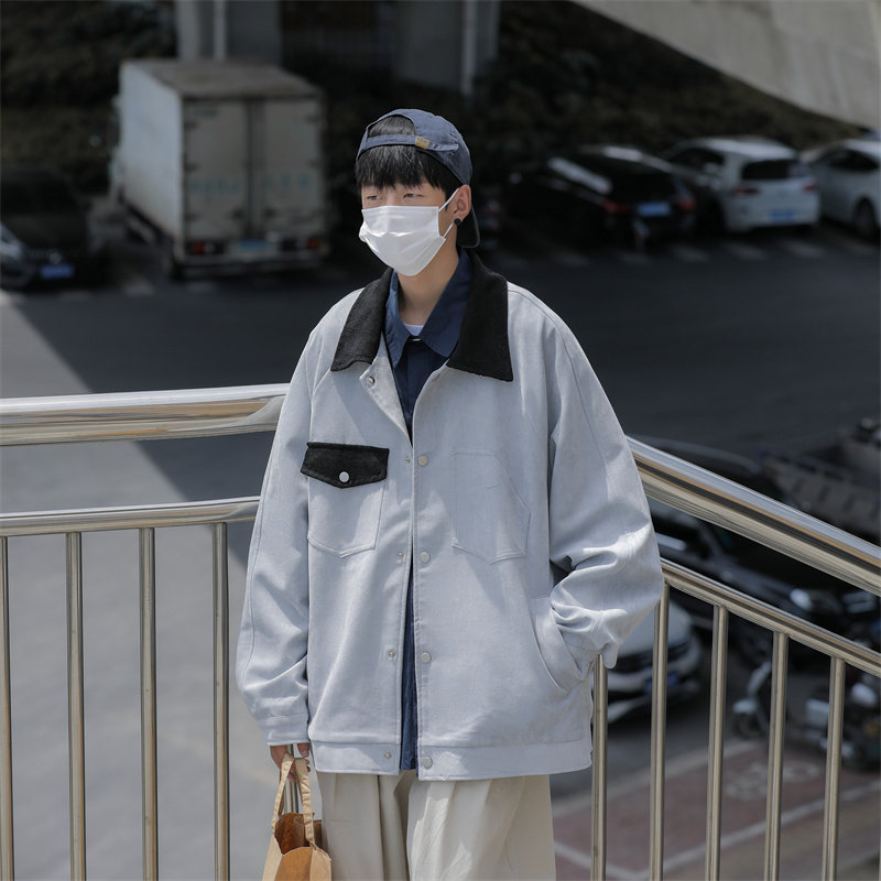 秋装鹿皮绒夹克休闲工装外套男JK86P85,男装夹克,电商C323